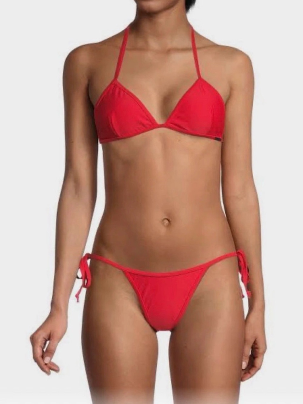 Kendall & Kylie Red Triangle Tie-Side Bikini Set